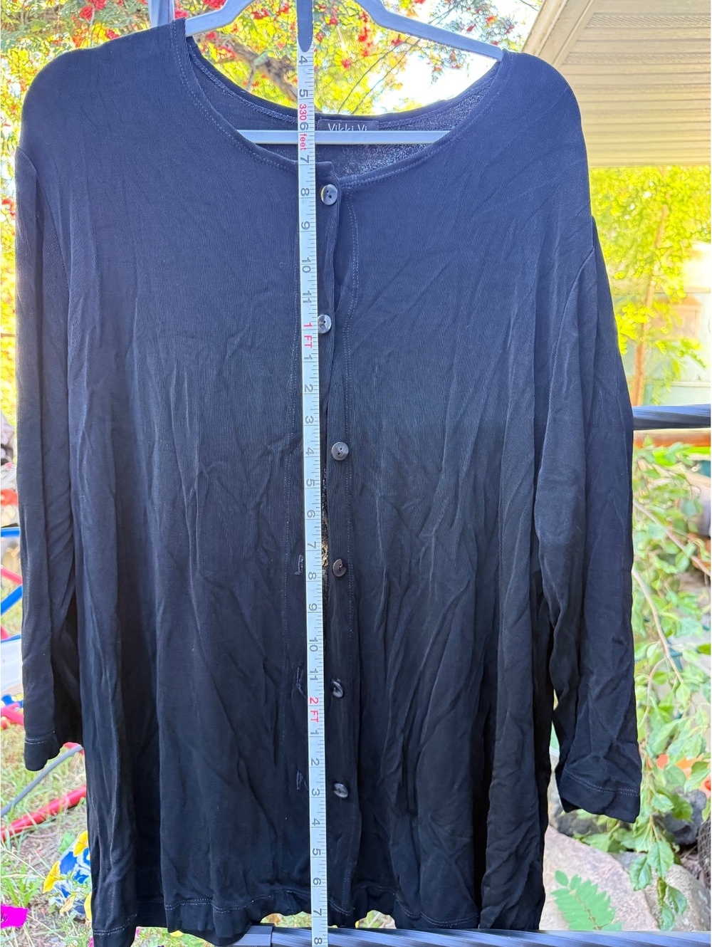 Vikki Vi Black Button-Up Cardigan Size 2X Made in USA